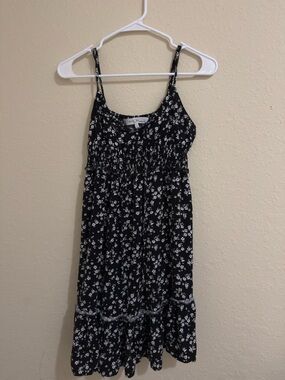 Black Floral Smocked Maternity Dress with Ruffle Tier